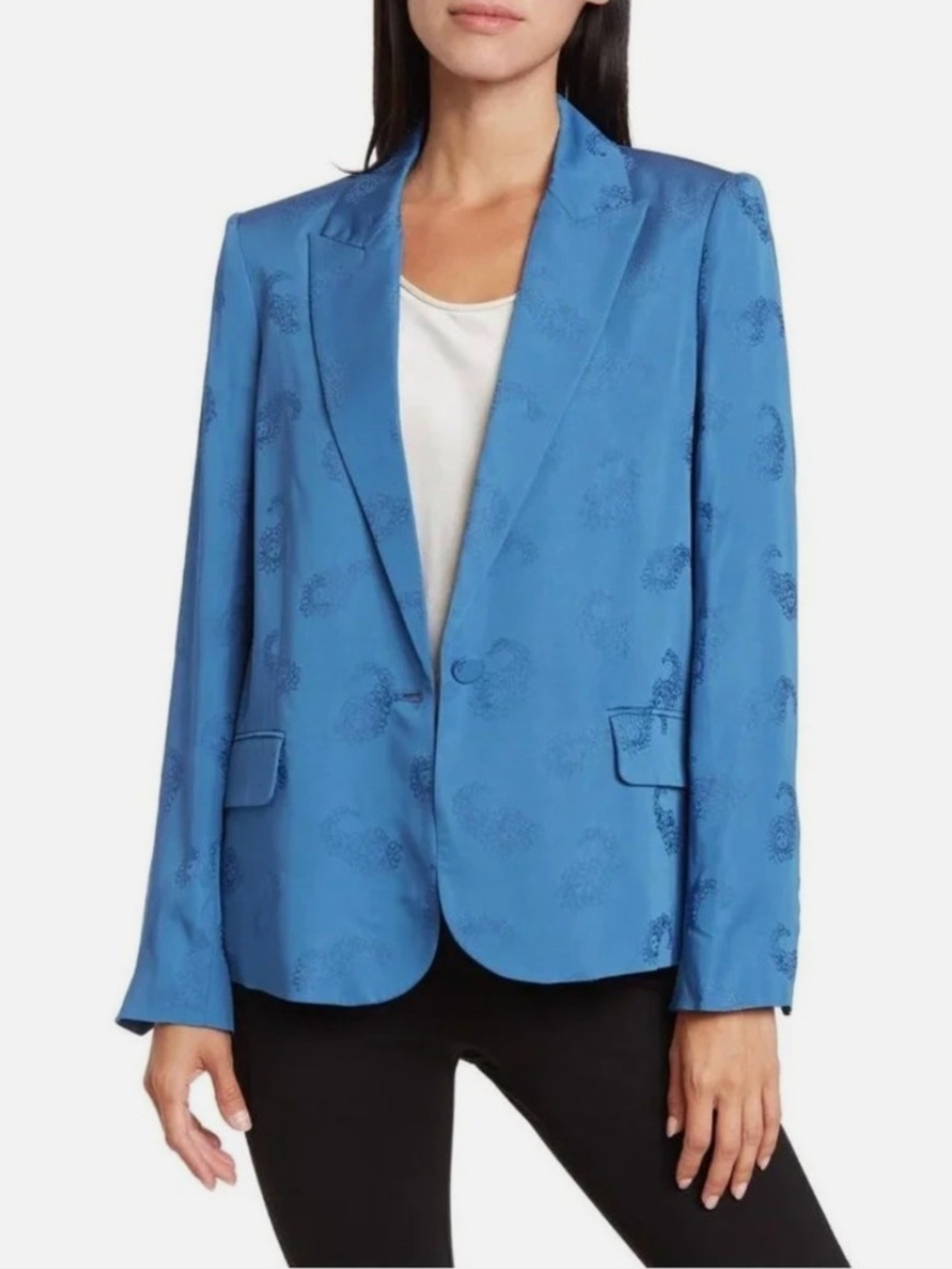 Zadig & Voltaire Blue Satin Skull Paisley Blazer